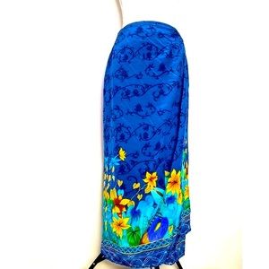 Studio G 100% Silk Blue Floral Bikini Bottom Coverup Women's Resort Pool Beach 6